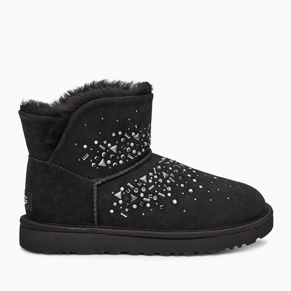 New! UGG Classic Galaxy Mini Bling Boot Black Suede Size 7  UGG Classic Galaxy Mini Boot Black Sz 7 1103799